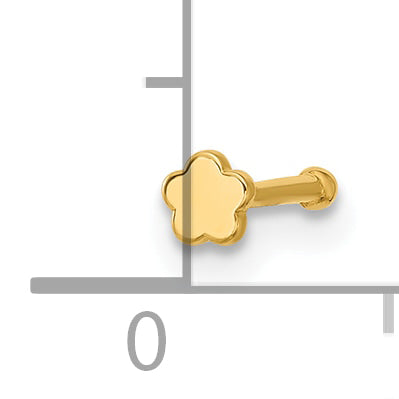 14k 20 Gauge Polished Flower Nose Stud (0.14 grams)