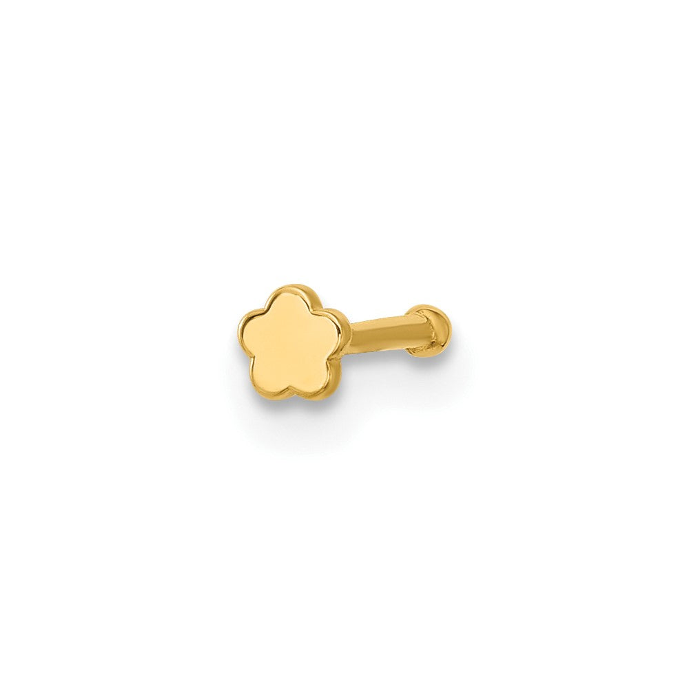 14k 20 Gauge Polished Flower Nose Stud (0.14 grams)