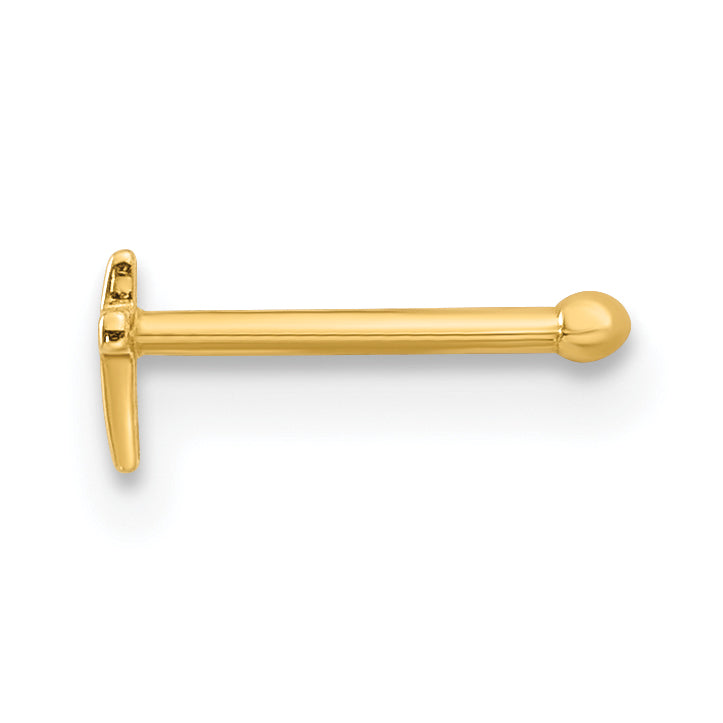 14K 20 Gauge Polished Cross Nose Stud (0.09 grams)