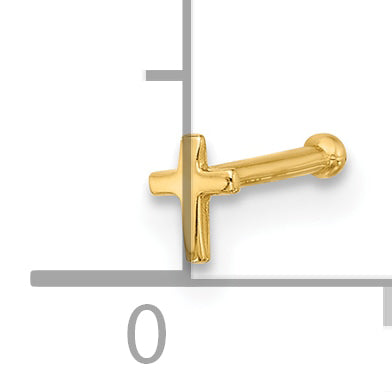 14K 20 Gauge Polished Cross Nose Stud (0.09 grams)