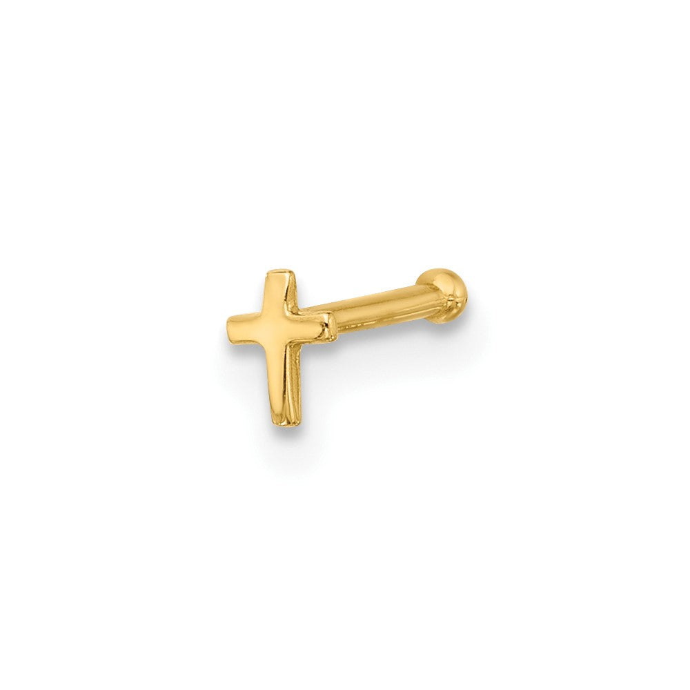 14K 20 Gauge Polished Cross Nose Stud (0.09 grams)