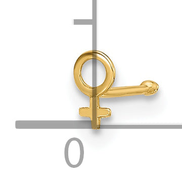 14K 20 Gauge Polished Female Symbol Nose Stud (0.09 grams)
