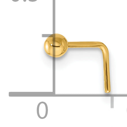 14k 22 Gauge Polished 2.5mm Ball Nose Stud (0.12 grams)