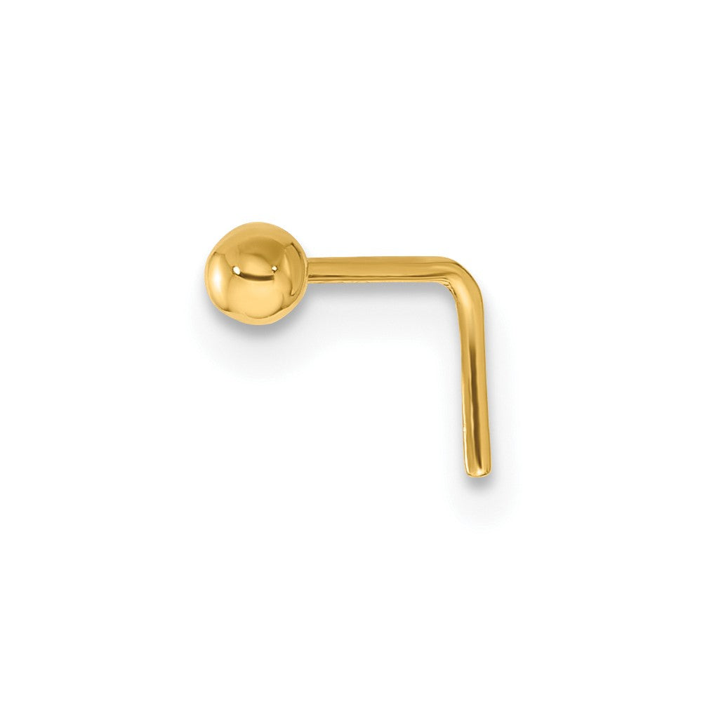 14k 22 Gauge Polished 2.5mm Ball Nose Stud (0.12 grams)