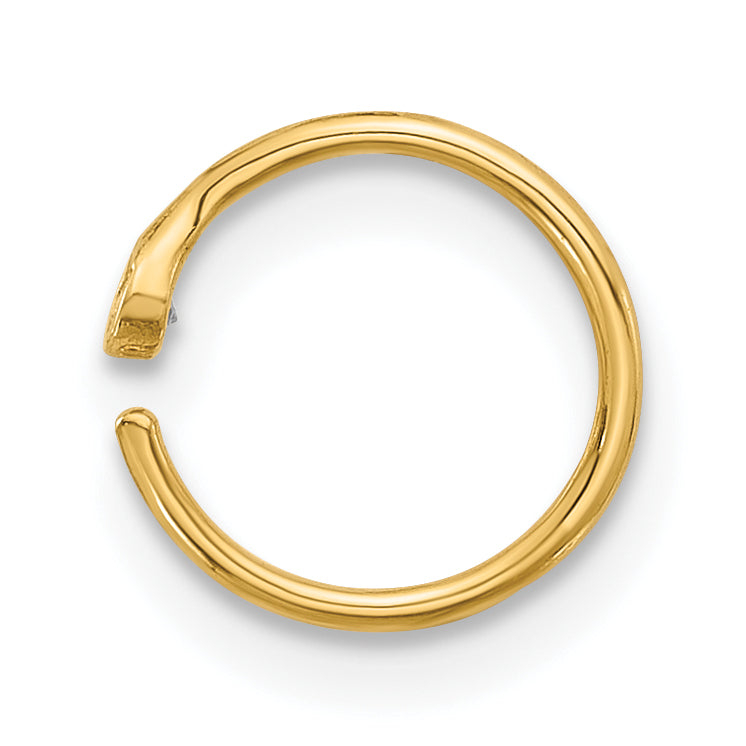 14K 20 Gauge Polished CZ Nose Ring (0.19 grams)