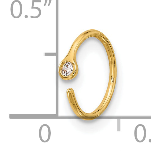 14K 20 Gauge Polished CZ Nose Ring (0.19 grams)