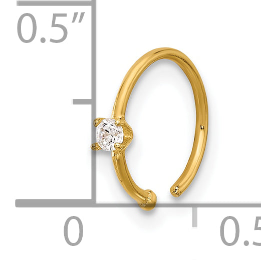 14K 20 Gauge Polished CZ Nose Ring (0.22 grams)