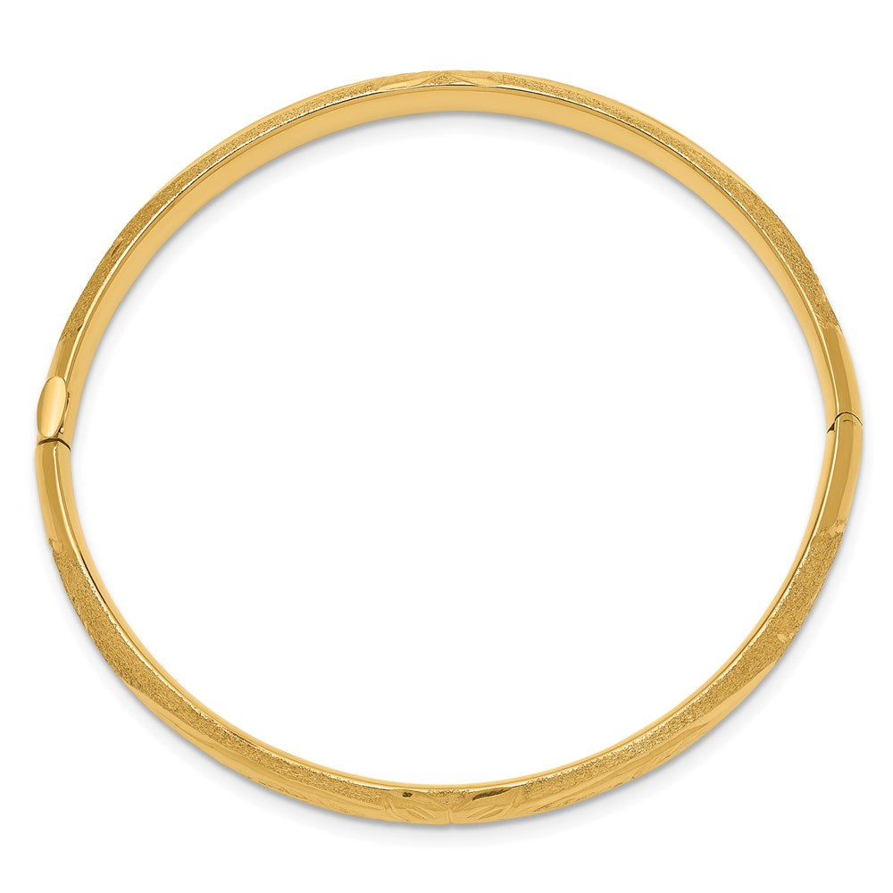 14k Yellow Gold 5 mm Florentine Hinged Baby Bangle (3.8 grams)