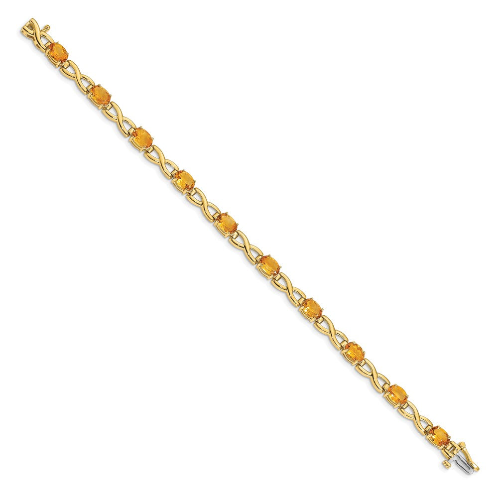 14k Complete 7x5mm Oval Citrine Infinity Link 7 inch Bracelet (9.16 grams)