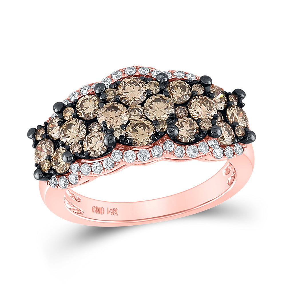 14Kt Rose Gold 2 Ctw-Diamond Ana M Brown Ring (5.25 grams)