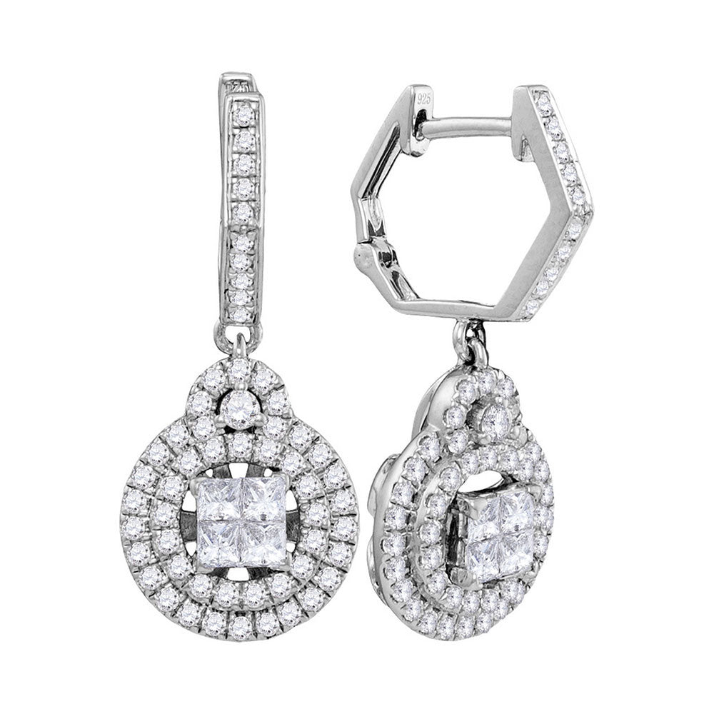 14Kt White Gold 1Ctw-Dia Dangling Fashion Earring (4.7 grams)