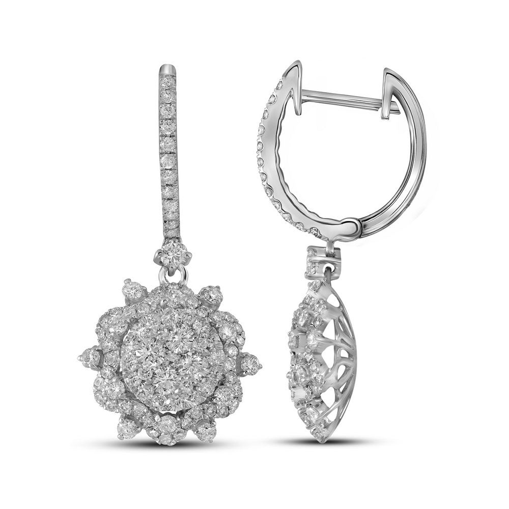 14Kt White Gold 2. 1/4Ctw-Dia Dangling Fashion Earring (5.85 grams)