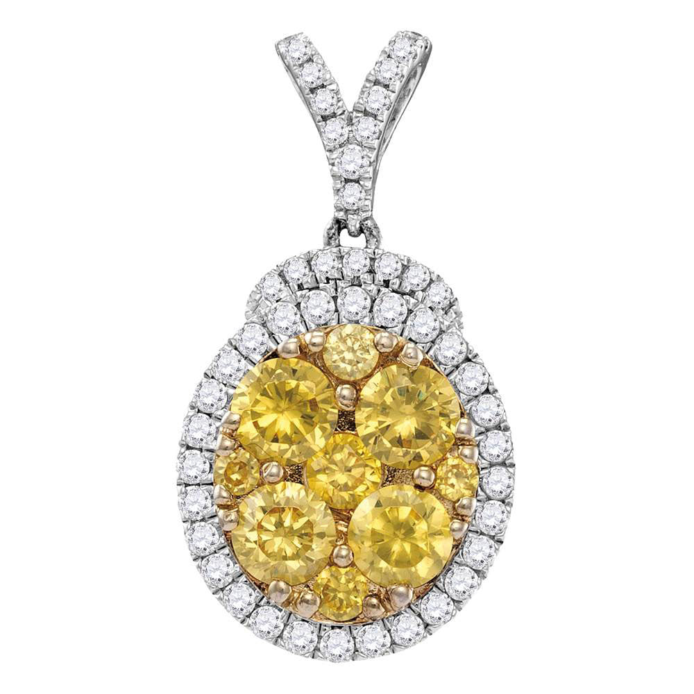 14Kt White Gold 1 7/8Ctw-Dia Amarillo Natural Yellow Diamond Pendant (3.07 grams)