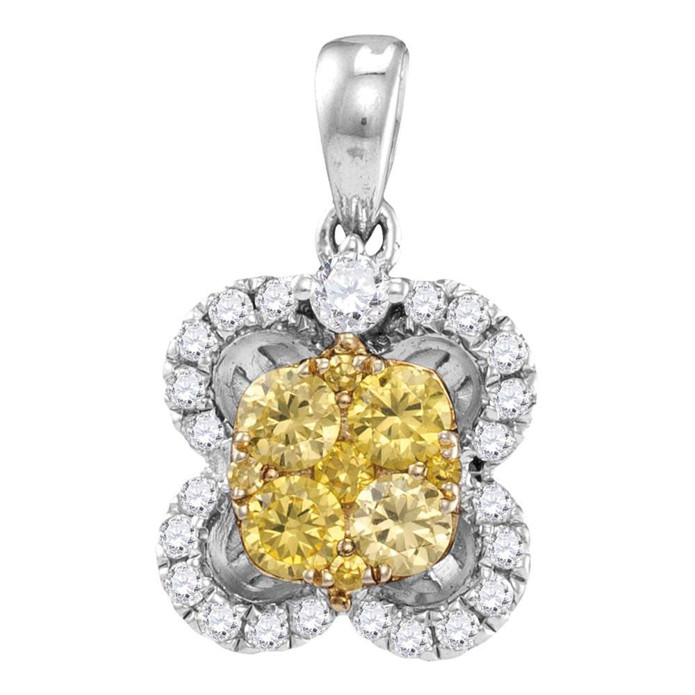 14Kt White Gold 7/8Ctw-Dia Amarillo Natural Yellow Diamond Pendant (2.76 grams)
