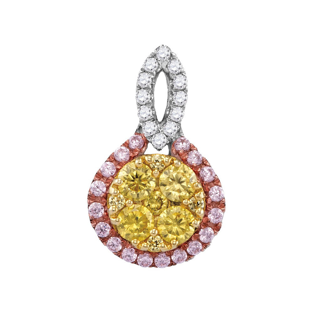 14Kt White Gold 7/8Ctw-Dia Amarillo Natural Yellow Diamond Pendant (1.3 grams)