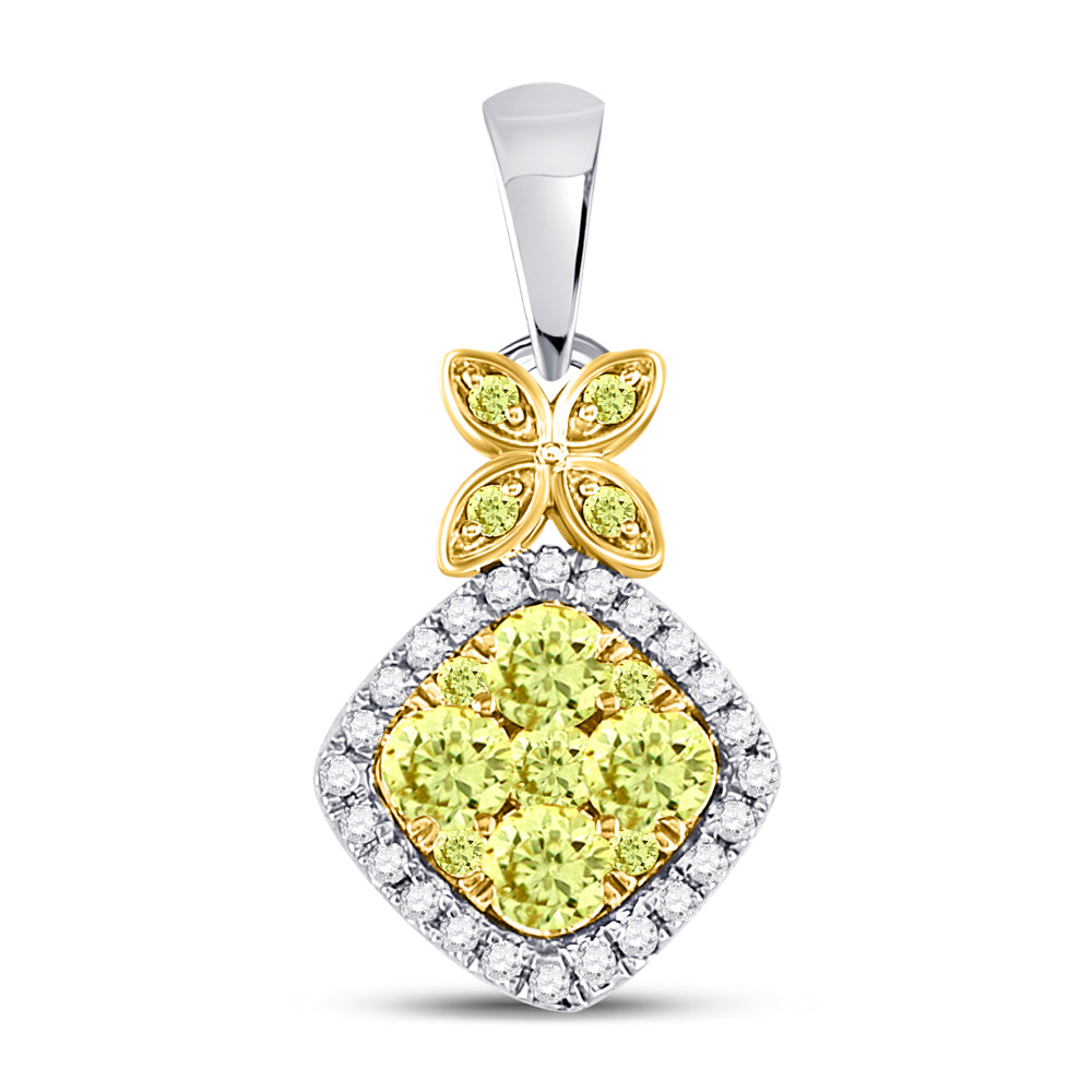14Kt White Gold 3/4Ctw-Dia Amarillo Natural Yellow Diamond Pendant (1.77 grams)