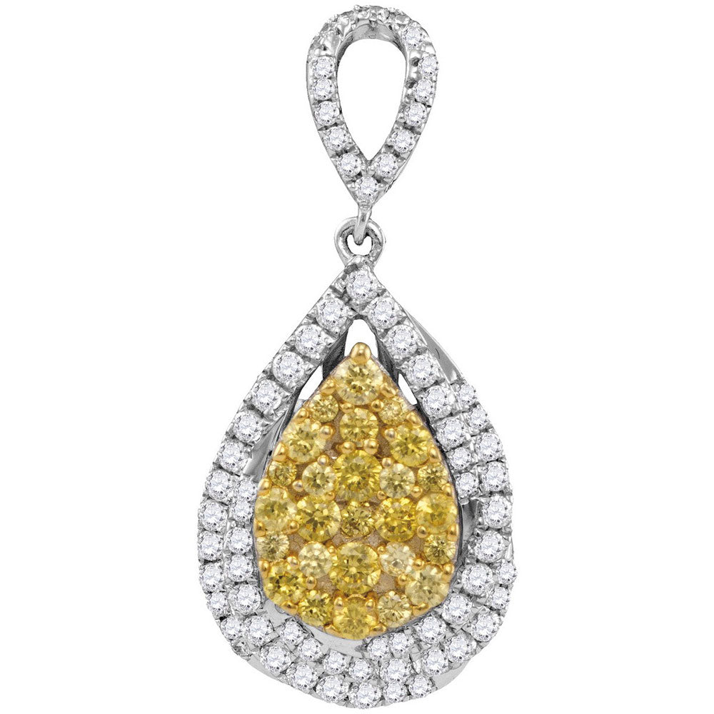14Kt White Gold 1 1/3Ctw-Dia Amarillo Natural Yellow Diamond Pendant (3.99 grams)