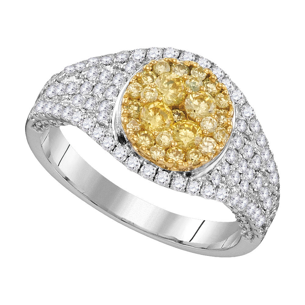 14Kt White Gold 1 1/5Ctw-Dia Amarillo Natural Yellow Diamond Ring (6.25 grams)