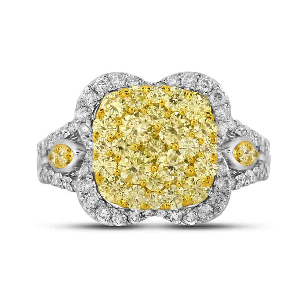 14Kt White Gold 1 3/4Ctw-Dia Amarillo Natural Yellow Diamond Ring (5.65 grams)