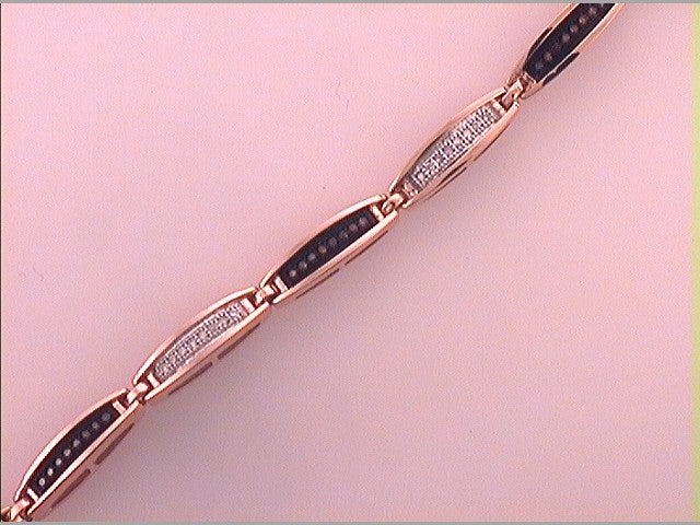 10Kt Rose Gold 1/3Ctw-Diamond Red Bracelet (7 Inch) (9.88 grams)