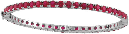 18Kt White Gold 1/5Ctw-Diamond 10.00Ct-Ruby Natural Gem Bangle