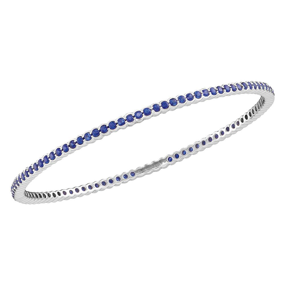 18Kt White Gold 3 Ct-Sapp Natural Gem Bangle (9.93 grams)