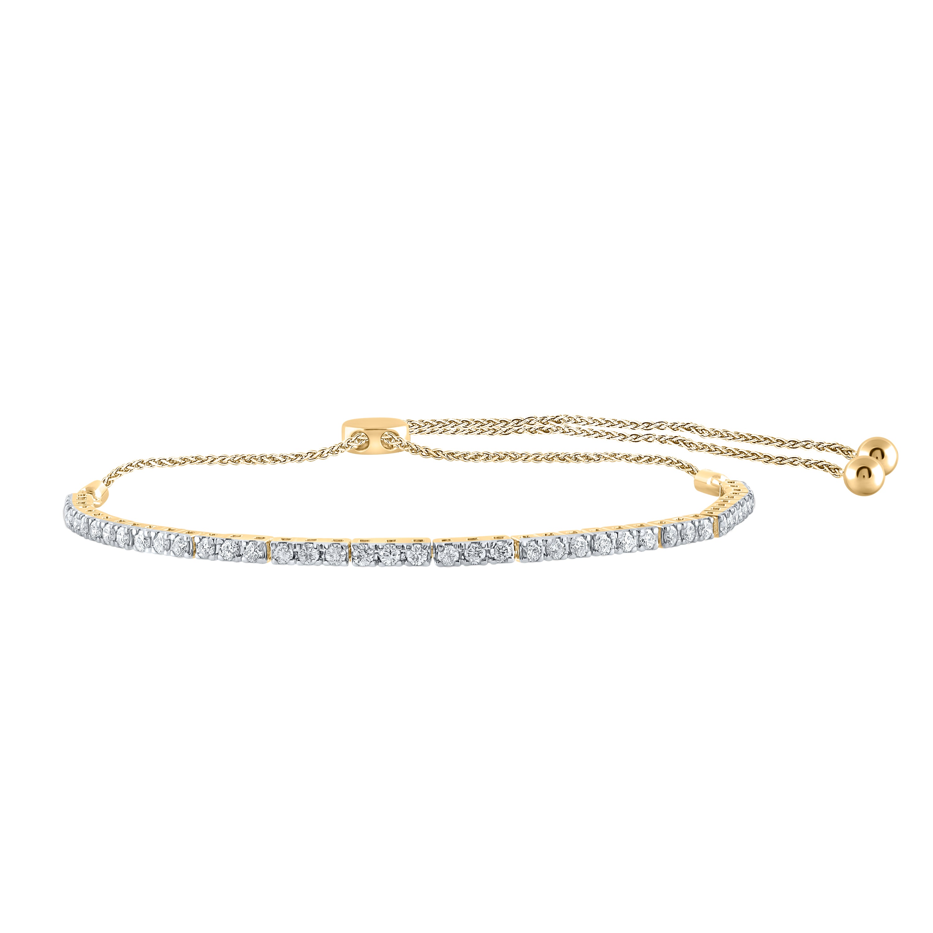 14Kt Yellow Gold 1Ctw-Dia Nk Diamond Bolo Bracelet (2.69 grams)