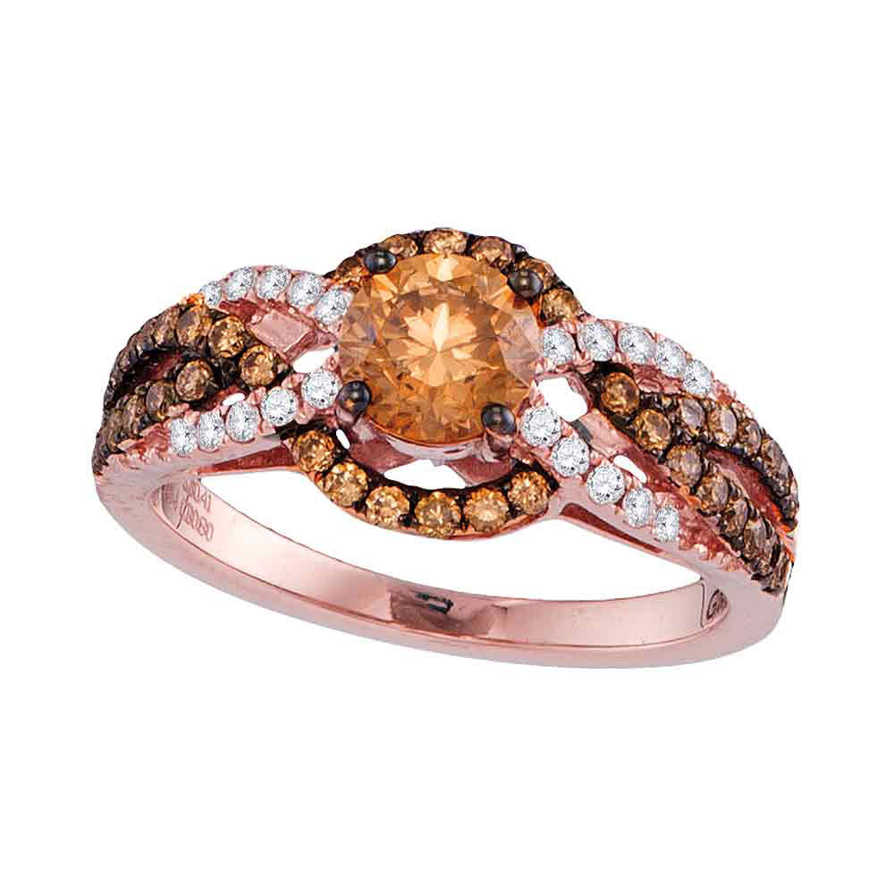 14Kt Rose Gold 1 1/4Ctw-Dia Natural Brown Ring (3.85 grams)