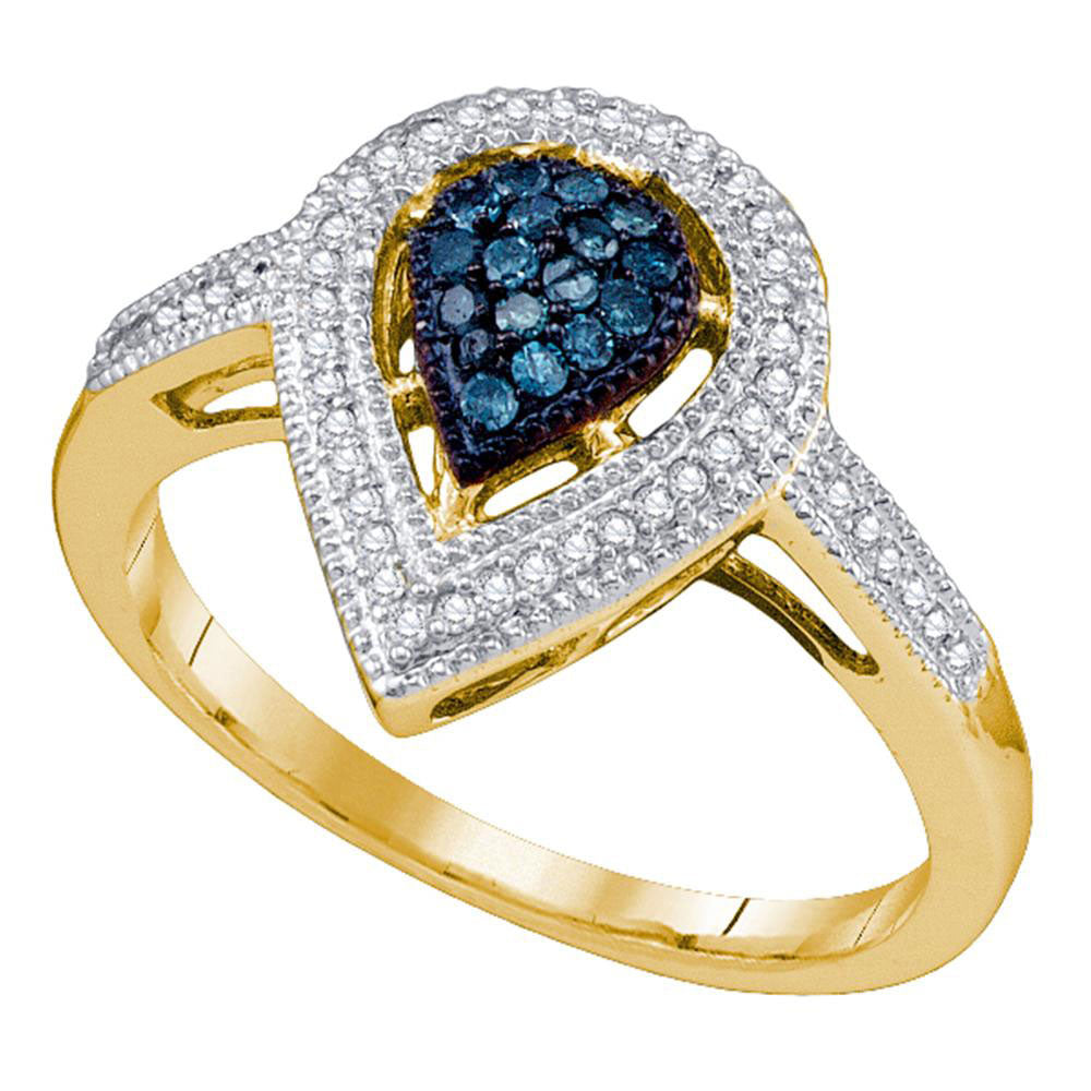 10Kt Yellow Gold 1/4Ct-Dia Fashion Blue Ring (2.99 grams)