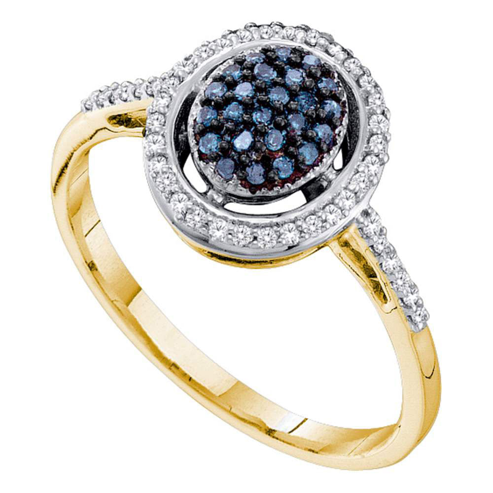 10Kt Yellow Gold 1/4Ct-Dia Fashion Blue Ring (1.97 grams)