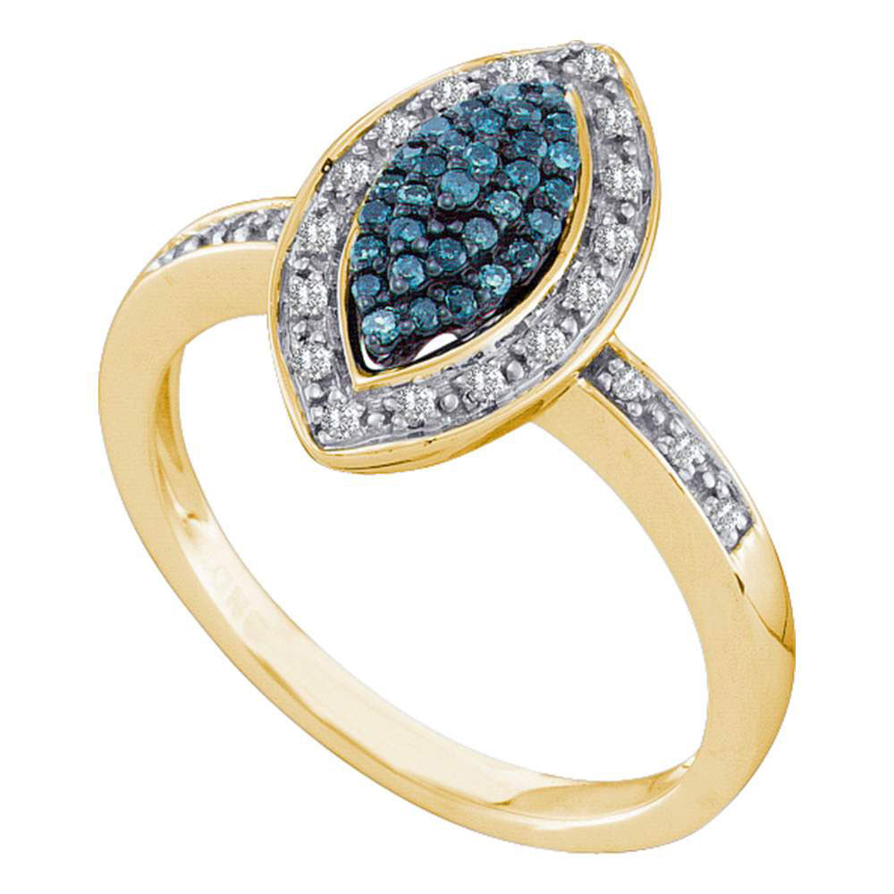 10Kt Yellow Gold 1/4Ct-Dia Fashion Blue Ring (3.8 grams)
