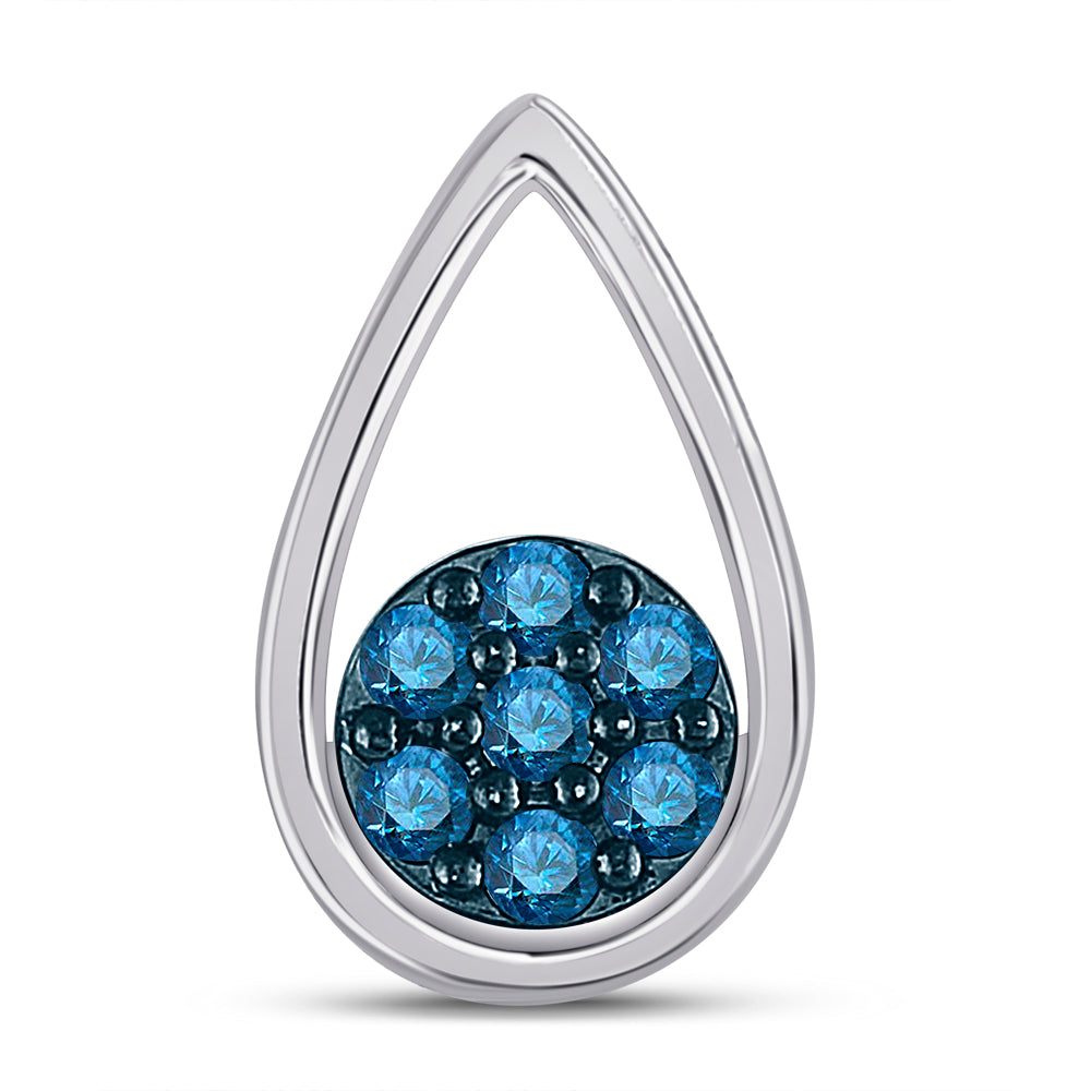 10Kt White Gold 1/4Ct-Dia Fashion Blue Pendant (2 grams)