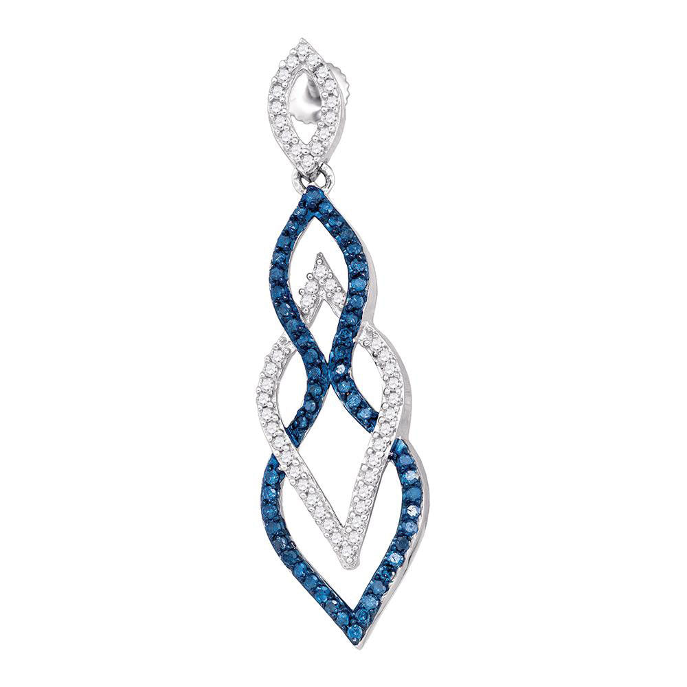 10Kt White Gold 1 1/5Ct-Dia Fashion Blue Dangling Earring (5.88 grams)