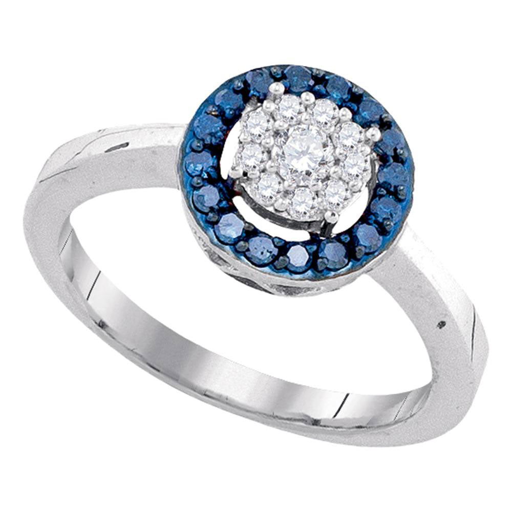 10Kt White Gold 3/8Ctw-Dia Fashion Blue Ring (3.04 grams)
