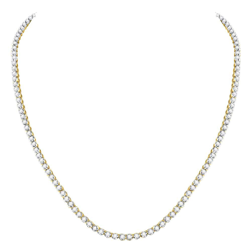 10Kt Yellow Gold 9 Ctw-Diamond Mens Solitaire Chain (20 Inch) (24.39 grams)