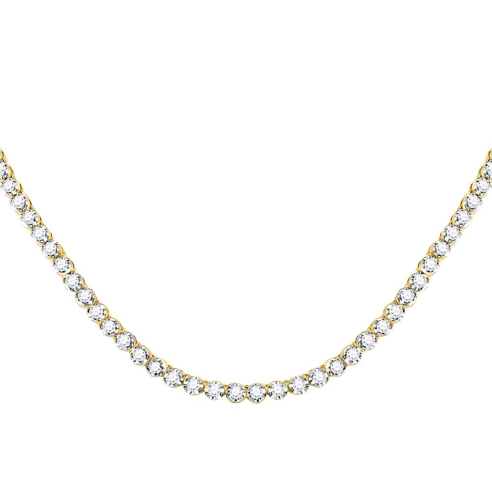 10Kt Yellow Gold 9 Ctw-Dia Nk Mens Solitaire Chain (20 Inch) (24.39 grams)