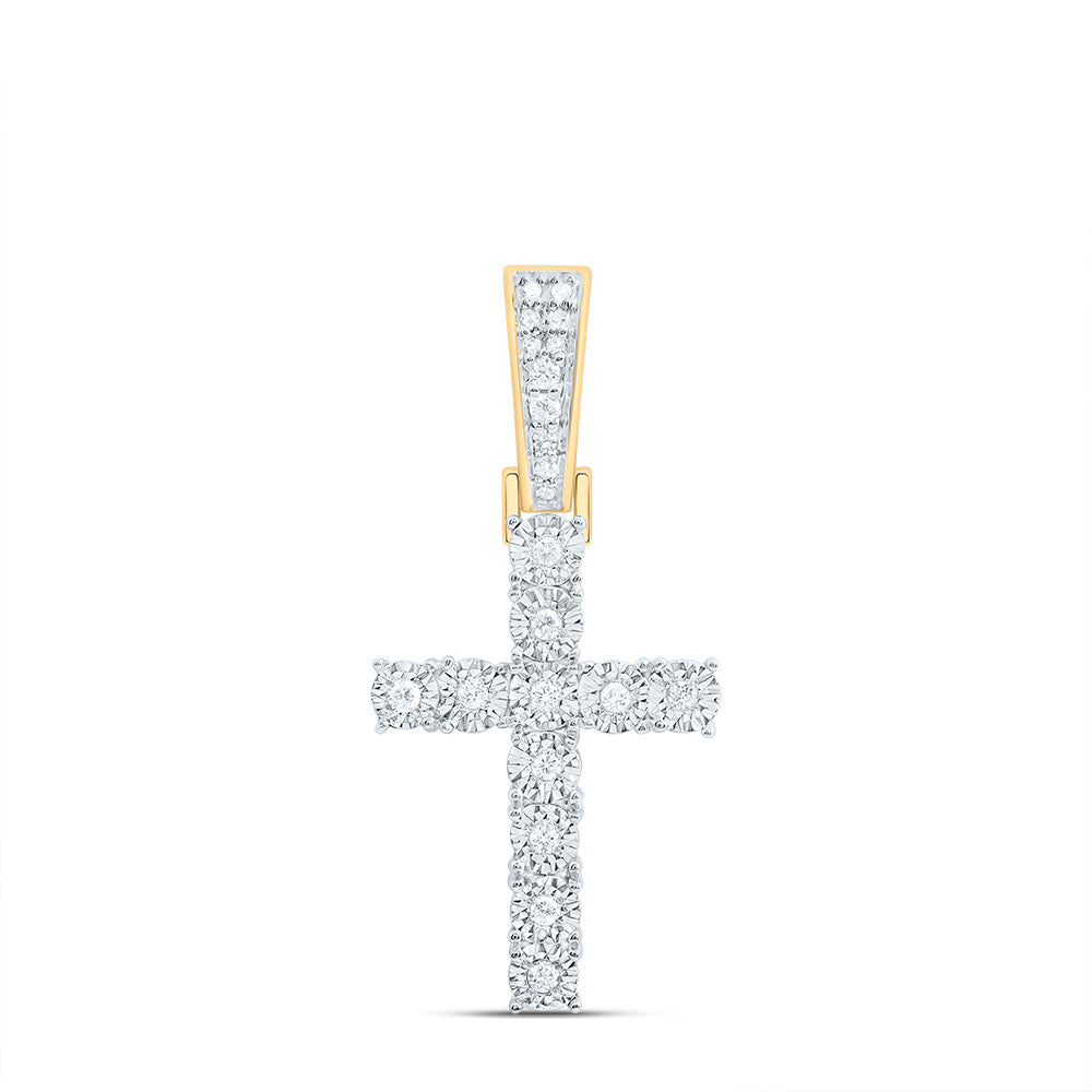 1/8Ct-Dia Cn Mens Cross Charm (2.36 grams)