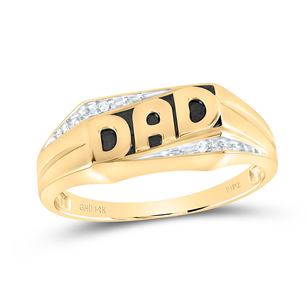 Gold Father Dad Ring .01 Cttw Round Natural Diamond Mens (2.25 grams)