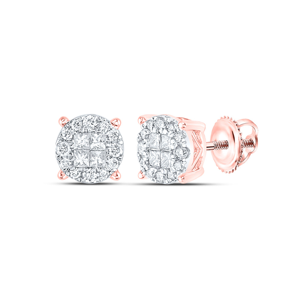 14Kt Rose Gold 1/2Ct-Dia Ana M Soleil Round Earrings (1.71 grams)