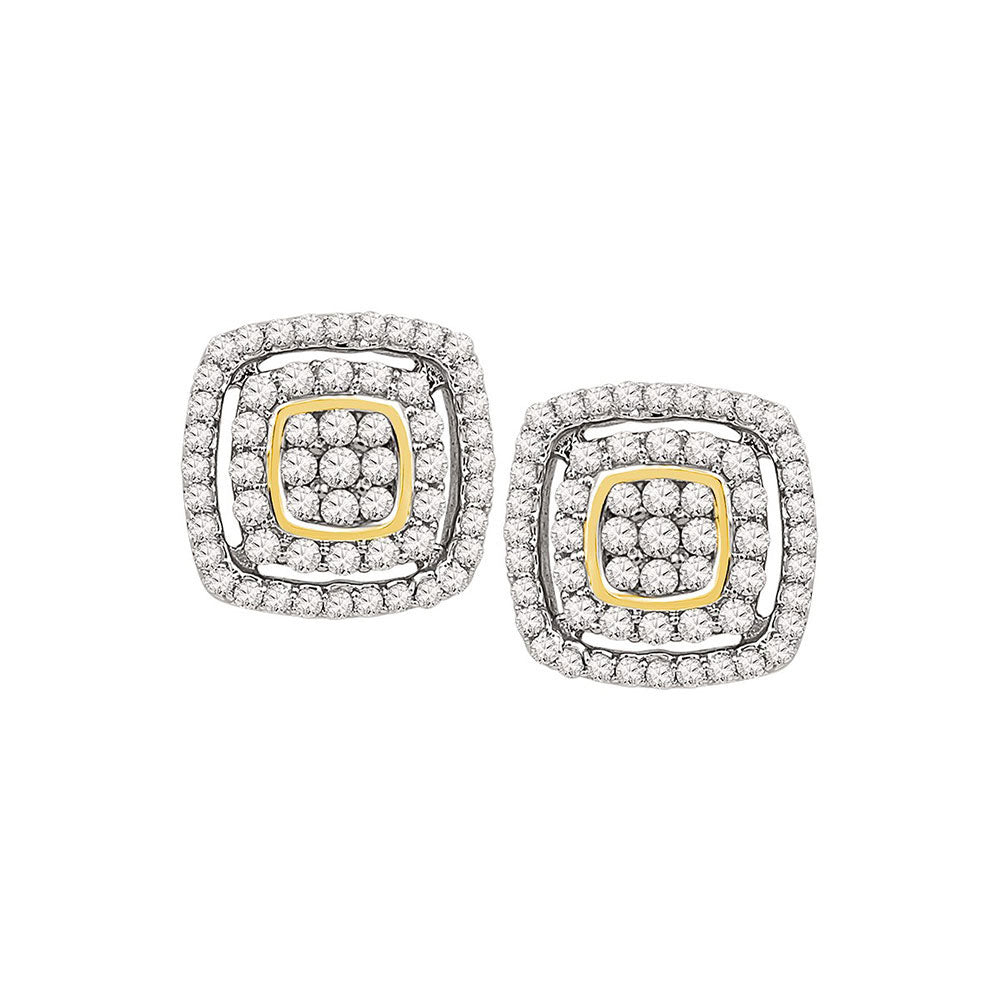 10Kt Two-Tone Gold 1/2Ctw-Dia Gift Earrings (3.18 grams)