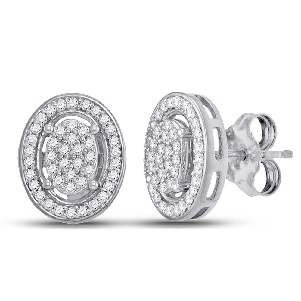 10Kt White Gold 1/4Ctw-Dia Oval Earring (1.46 grams)