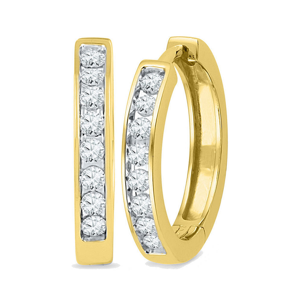 10Kt Yellow Gold Womens Round Diamond Hoop Earrings 1/2 Cttw (3.48 grams)
