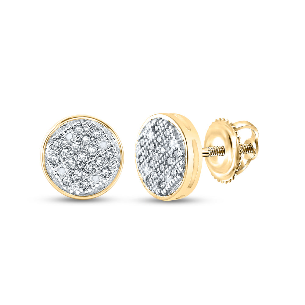 10Kt Yellow Gold Womens Round Diamond Circle Cluster Earrings 1/10 Cttw (1.55 grams)