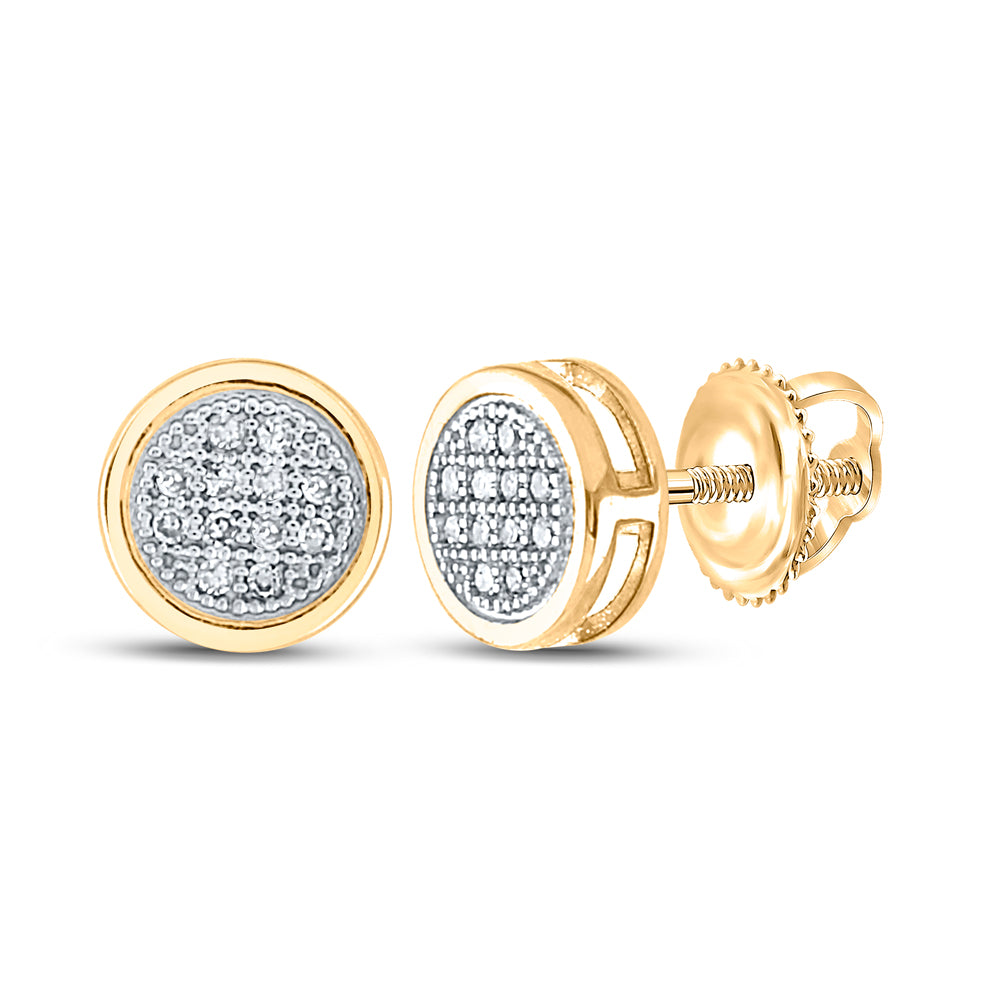 10Kt Yellow Gold Womens Round Diamond Circle Cluster Earrings 1/20 Cttw (0.81 grams)