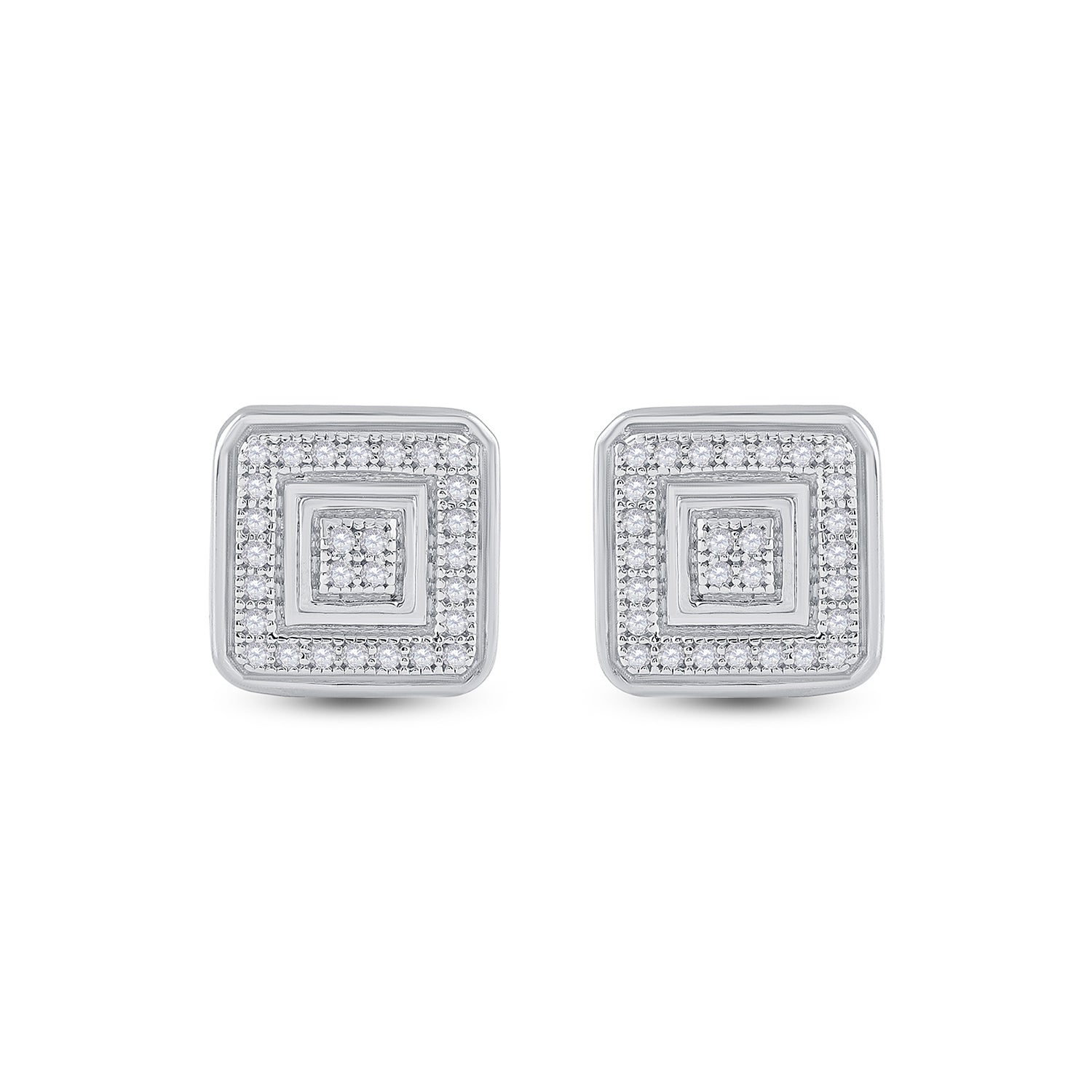 10Kt White Gold 1/6Ctw-Dia Micro-Pave Earrings (1.96 grams)