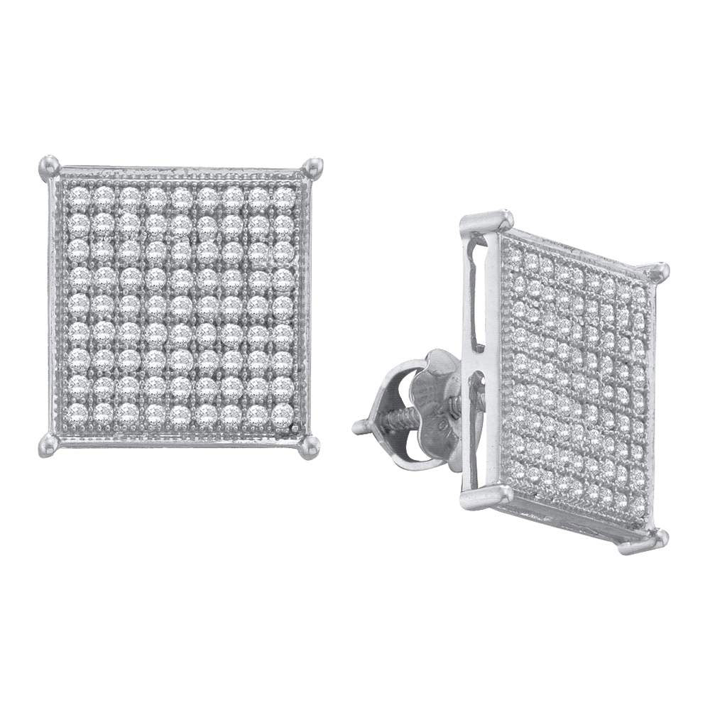 10Kt White Gold 1/2Ct-Dia Gift Micro-Pave Earrings (2.66 grams)