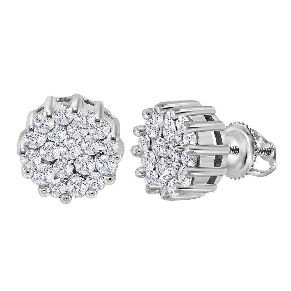14Kt White Gold 1 Ct-Dia Flower Earring (3.08 grams)
