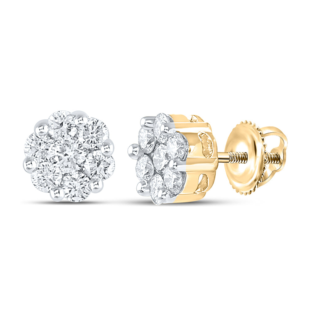 14Kt Yellow Gold 1 Ct-Dia Ana M Flower Earrings (1.78 grams)