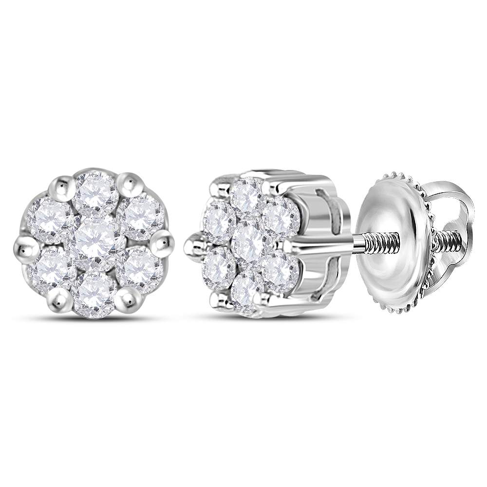 10Kt White Gold 1/4Ct-Dia Cn Flower Earring (0.73 grams)