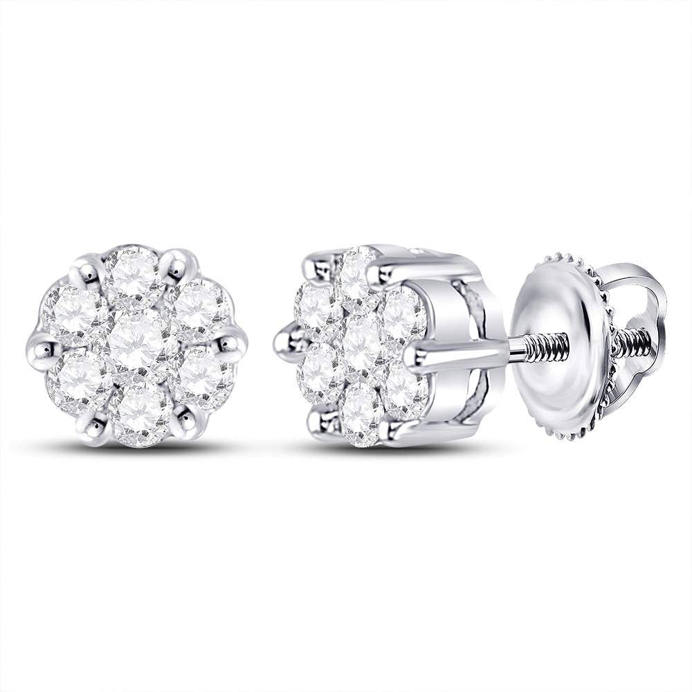 10Kt White Gold 1/4Ct-Dia Cn Flower Earring (0.73 grams)